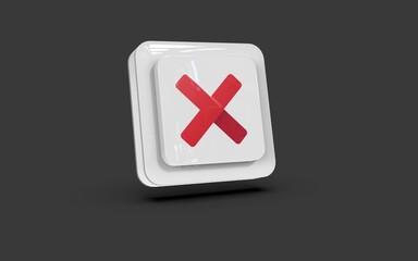 Obraz premium red cross on white button render, social media post, grey background