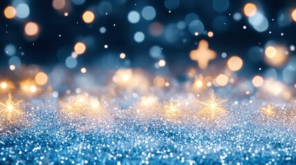 Obraz premium Enchanting bokeh lights and sparkling snowflakes