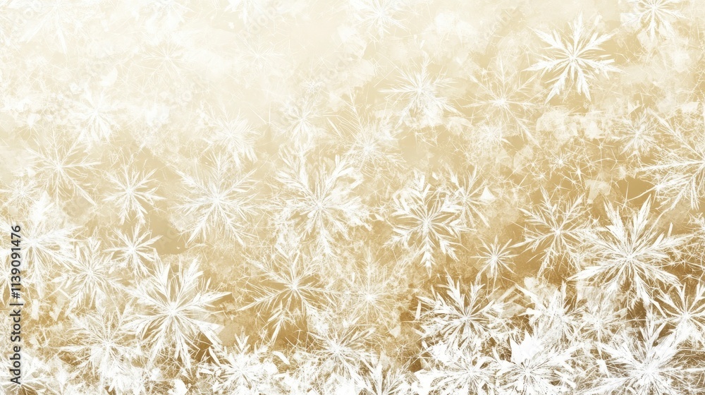 Aufkleber delicate snowflake patterns on a golden background