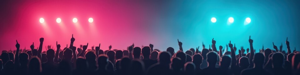 Obraz premium High-energy rock concert music venue gigapixel photography nighttime atmosphere audience perspective excitement and vibes