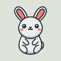 cute rabbit sticker fashion trendy lifestyle vector illustration template design