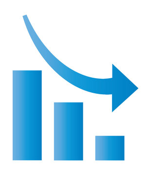 Clip art of business blue gradient with down arrow for business performance.