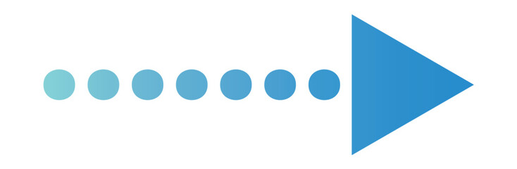Clip art of right-pointing dotted arrow in business blue gradient.