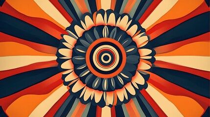 Abstract Floral Design with Radiating Stripes