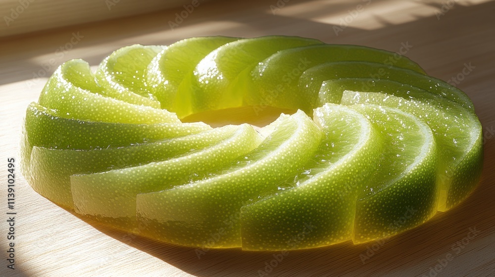 Poster circular lime slices with sugar.
