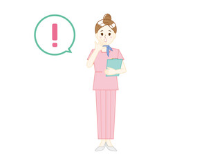 パンツスタイルで接客する女性のイラスト　美容アドバイススタッフ