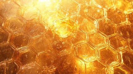 Honeycomb texture with golden honey.