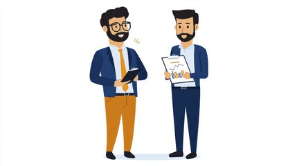 Businessmen Analyzing Data Charts Graph | Flat design illustrations