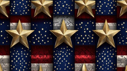 Fototapeta premium decorative stars on textured patriotic backdrop