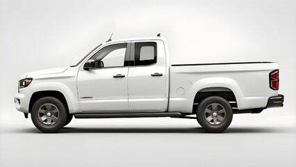 This white pick-up truck side view on a white background is ideal for concepts and mockups. AI that is generative