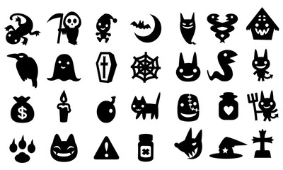 Spooky icon collection. Helloween icon bundle