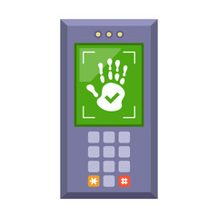 Handprint login. Place your hand on the screen. Approve login.