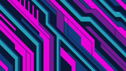 Futuristic abstract retro pattern. Pink geometric lines horizontal background.