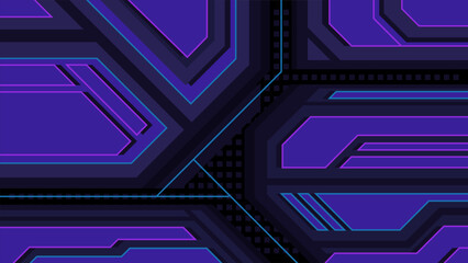 Outline ultraviolet lines and shapes horizontal background. Techno geometric template.