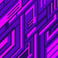 Abstract geometric pink neon lines. Cyberpunk background in square format.