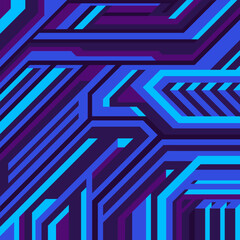 Futuristic abstract pattern. Blue neon random lines cyberpunk square background for design.