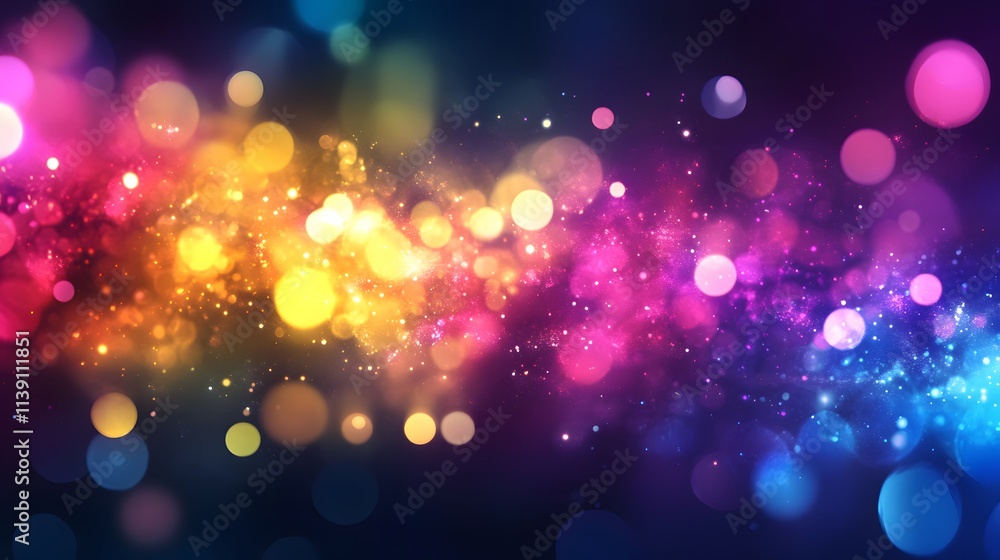 Poster abstract colorful bokeh lights background sparkle