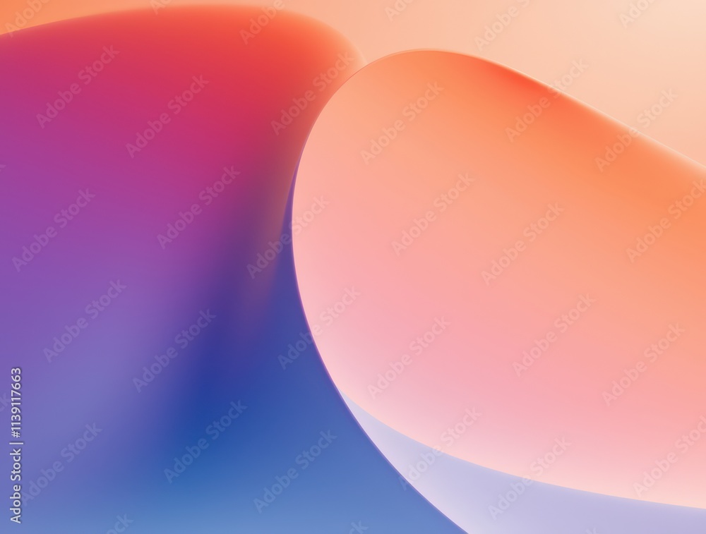 Poster captivating soft curves: a harmonious blend of warm and cool colors in abstract art