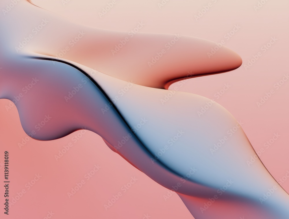Aufkleber abstract flowing shapes in soft pastel tones with gradients and fluid movement
