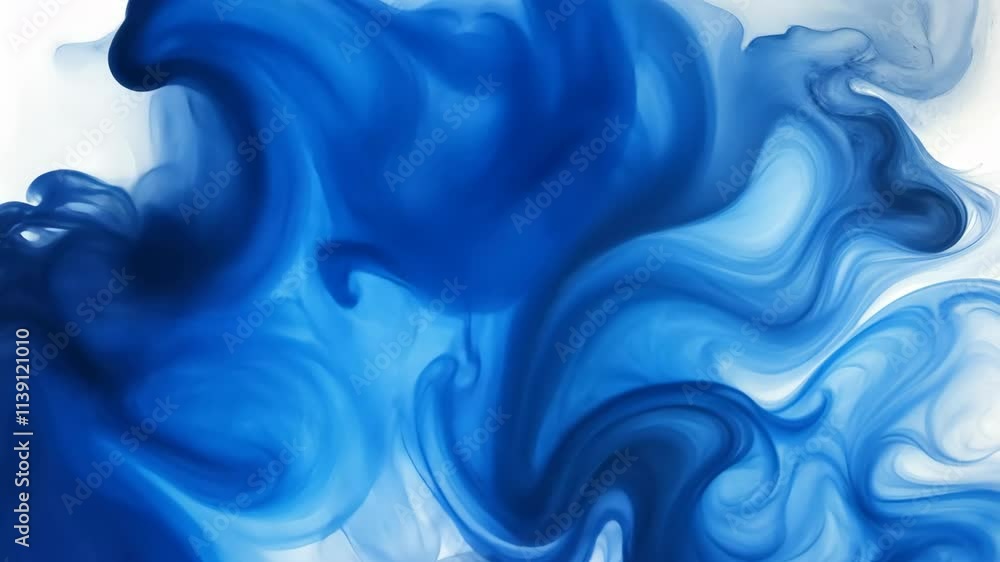 Poster vibrant blue abstract pattern swirling with depth and texture in dynamic fluid movement
