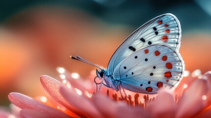 Obraz premium Butterfly on flower close-up.