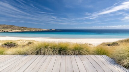 Serene Beach View with Clear Waters and Lush Coastal Vegetation