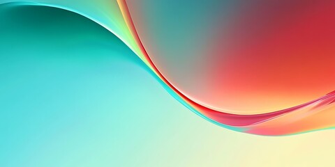 Abstract flowing wave design with teal, orange, and yellow gradient.