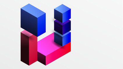 Sleek abstract design featuring isometric 3D blocks in a clean, modern composition. Perfect for tech-inspired themes, with vibrant colors and geometric precision