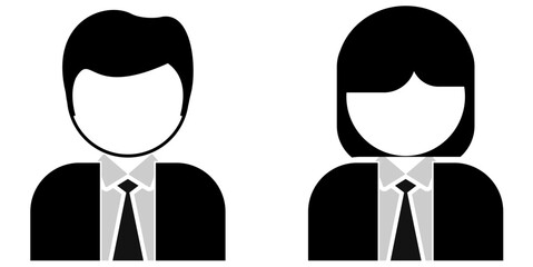 Business people team or office employee in tidy clothes suit and tie icon profile in two gender for job profession vector	
