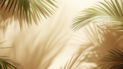Tropical Palm Leaves Shadows on Beige Background: Summer Serenity and Minimalist Aesthetic