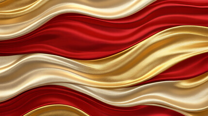 Red and Gold Fabric Waves Flowing Smoothly