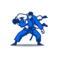 Man lifting opponent in Judo match vector illustration