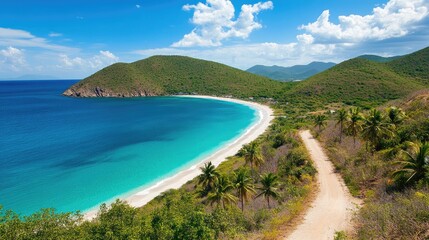 Scenic Coastal View of Lush Mountains and Turquoise Waters