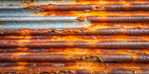 Highly Textured Rusted Corrugated Metal Surface with Flaking Paint