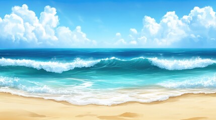 Obraz premium Serene Ocean View with Gentle Waves and Bright Blue Sky