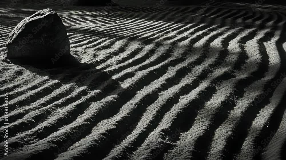 Poster ridges and shadows in a sandy landscape at dusk showing natural patterns created by wind and light
