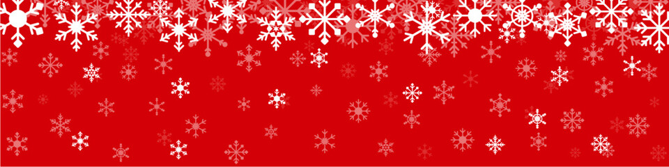 Banner background Christmas Snowflake Seamless Pattern, Snowfall repeat backdrop. Winter holidays theme, Celebration xmas card vector