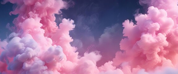 Fototapeta premium Soft misty blue smoke with pink hues in a dreamy abstract background, soft focus, dreamy