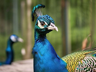 Obraz premium the AI Image Generator, Vibrant Peacock With Spectacular Plumage In Natural Habitat