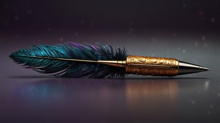 Elegant Multicolored Feather Pen