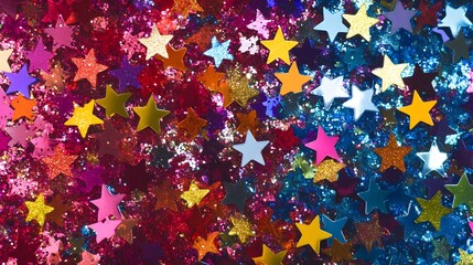 Colorful Glitter Star Confetti Festive Background