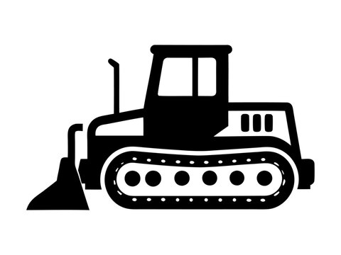 recommend clip art: Black silhouette heavy bulldozer vector icon design