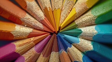 Naklejka premium Colorful Pencils Arranged in a Circle