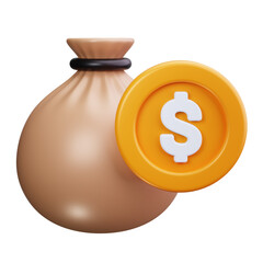 money bag 3d render icons