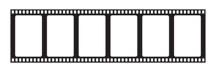 Film strip isolated vector icon. Retro picture with film strip icon. Film strip roll. Video tape photo film strip frame vector on transparent