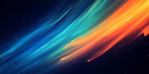 Fototapeta premium Abstract artwork featuring vibrant blue and orange streaks on a dark background.