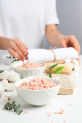 Sea salt, concept of relax, spa and self care