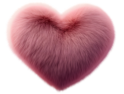 Digital Rendering of a Pink Fur Heart Isolated On A White Background, PNG Transparent