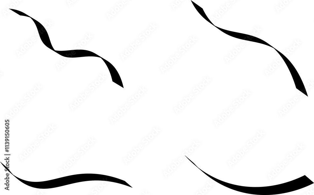 Poster hand drawn swoosh elements, and swoop underline typography tails shape in flat styles. set of swoosh