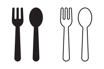 spoon and fork icon set vector. spoon, fork and knife icon vector. restaurant sign and symbol